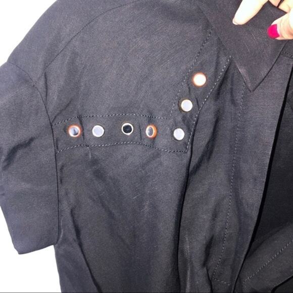 Sandro Paris Mabel Linen Blend Button Embellished Dress Black Size 34 NWOT - Picture 5 of 10